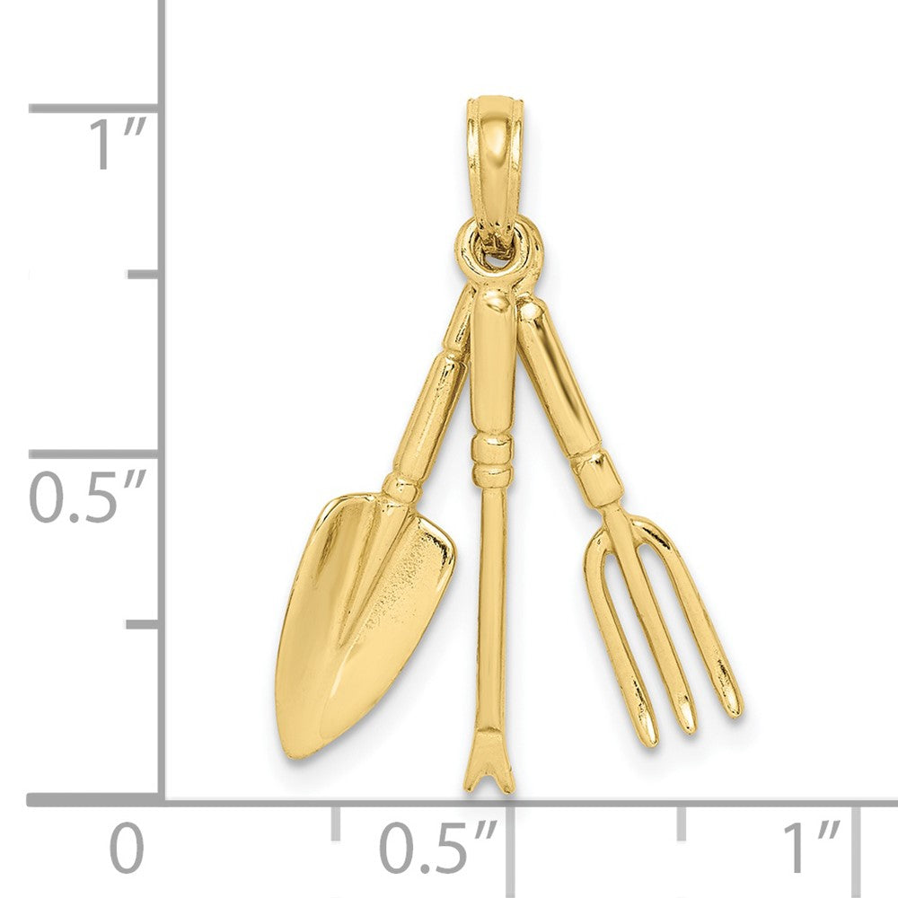 10k Yellow Gold 5.8 mm 3-D Moveable Garden Hand Tool Collection Charm (1.37 grams)