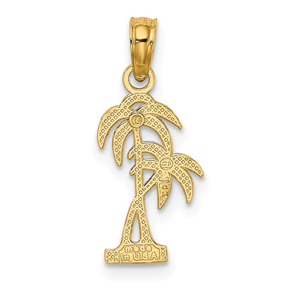 10k Yellow Gold 9.05 mm Textured Double Palm Tree Charm (0.54 grams)