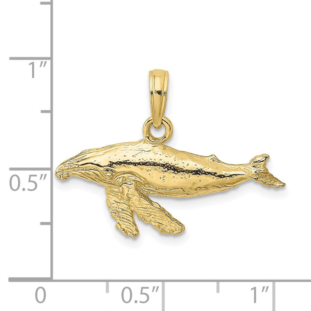 10k Yellow Gold 25.5 mm 2-D Whale Charm (1.28 grams)