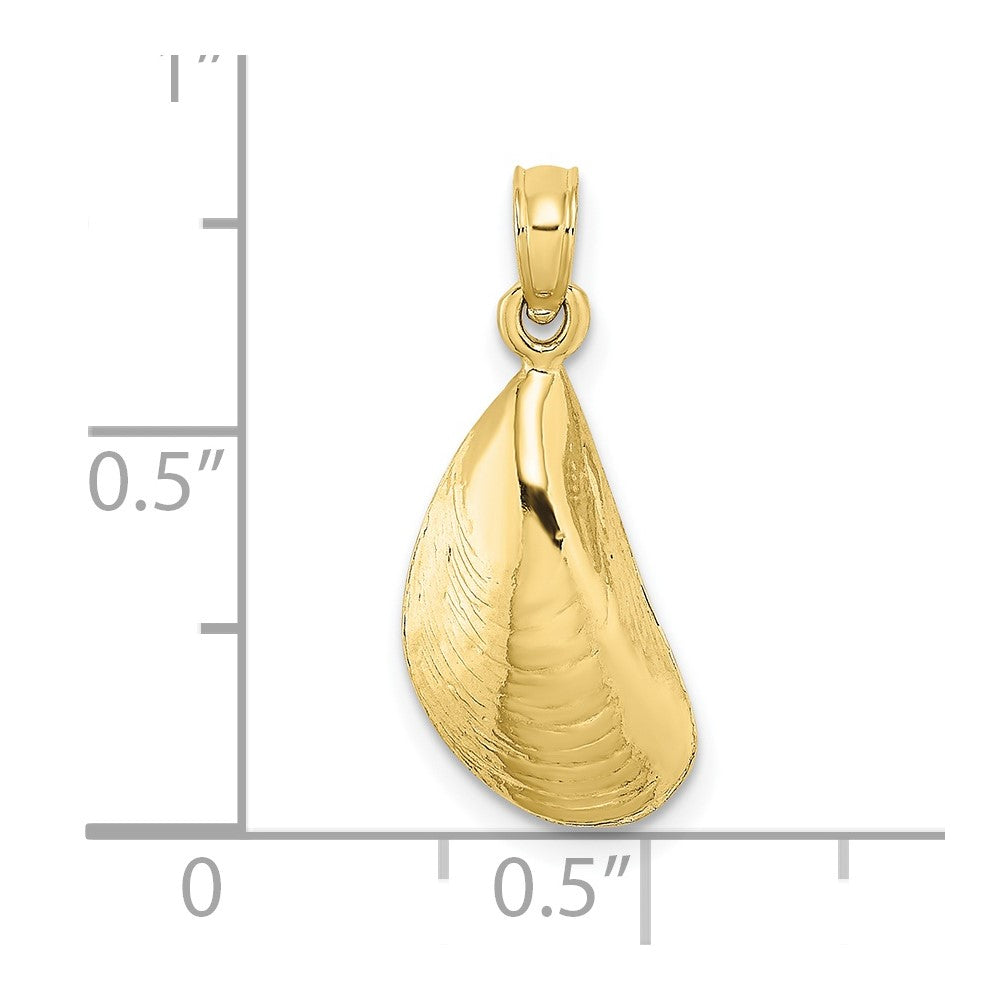 10k Yellow Gold 8.9 mm 2-D Polished Mussel Shell Charm (0.93 grams)