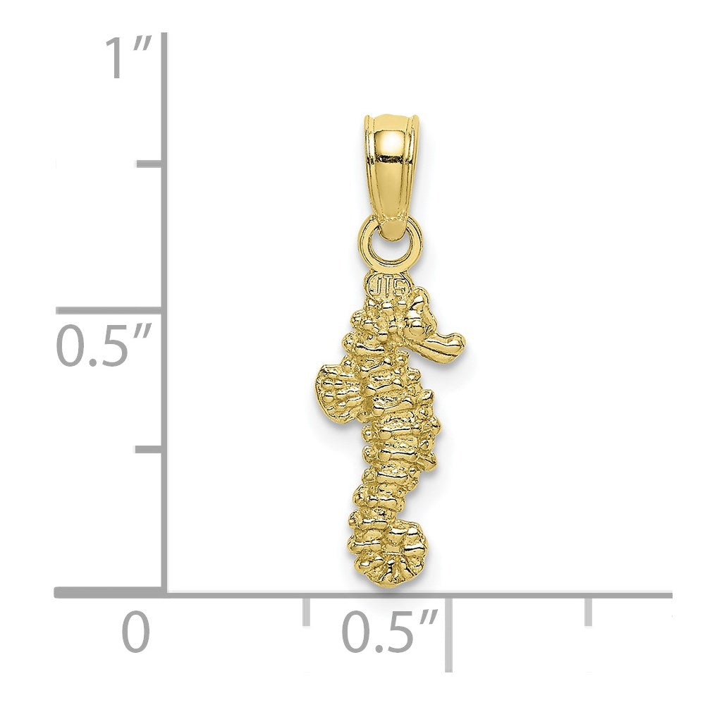 10k Yellow Gold 6.3 mm 3-D Mini Seahorse Charm (0.5 grams)