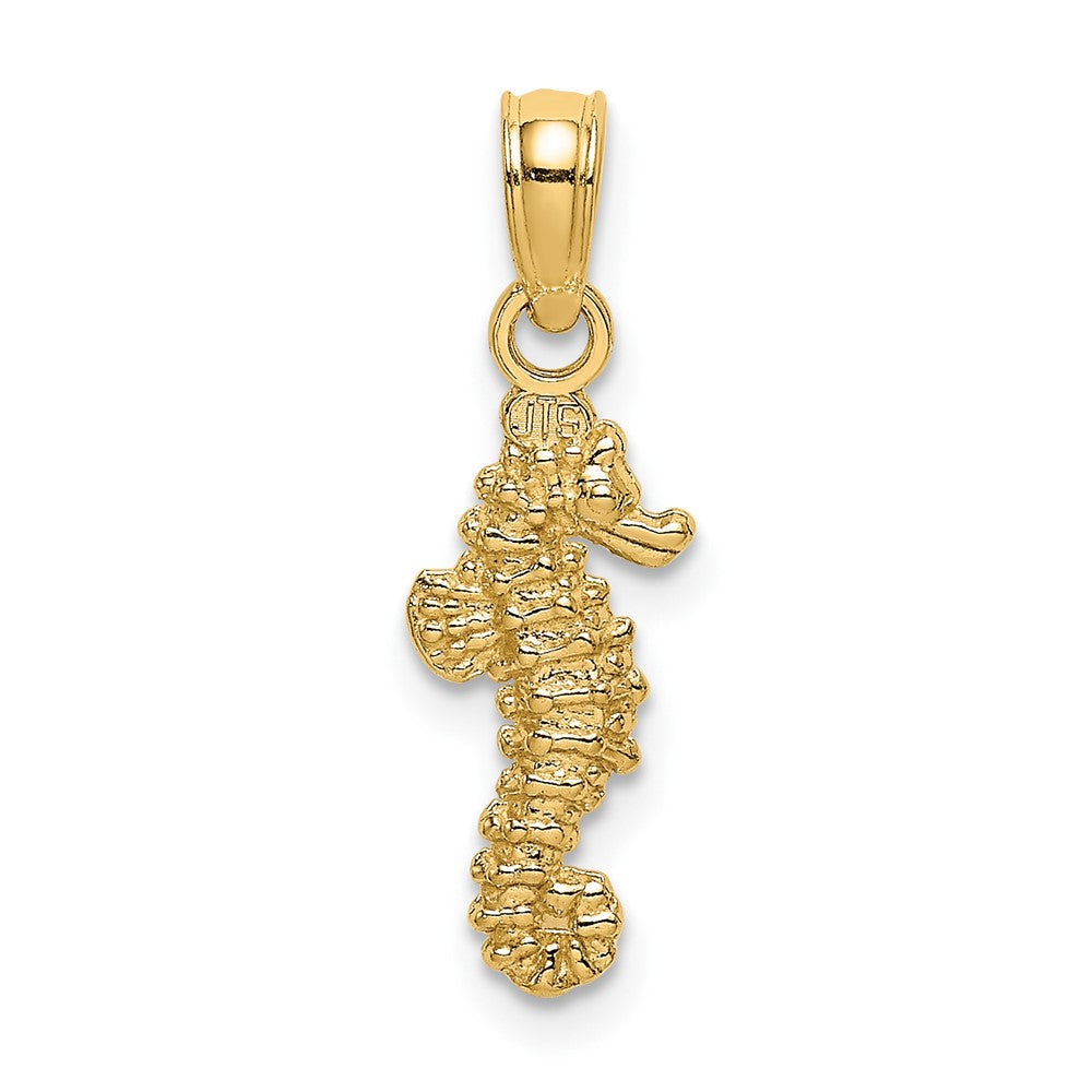 10k Yellow Gold 6.3 mm 3-D Mini Seahorse Charm (0.5 grams)