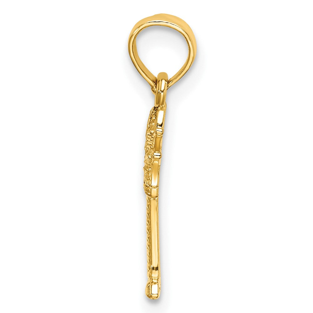 10k Yellow Gold 7.1 mm Textured Mini Palmetto Palm Tree Charm (0.34 grams)