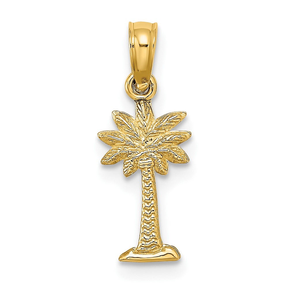 10k Yellow Gold 7.1 mm Textured Mini Palmetto Palm Tree Charm (0.34 grams)