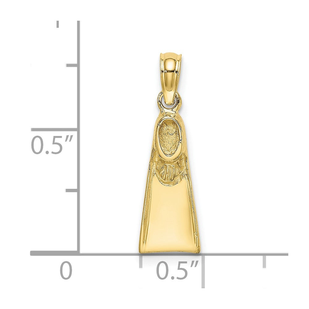 10k Yellow Gold 6.7 mm Scuba Flipper Charm (0.74 grams)