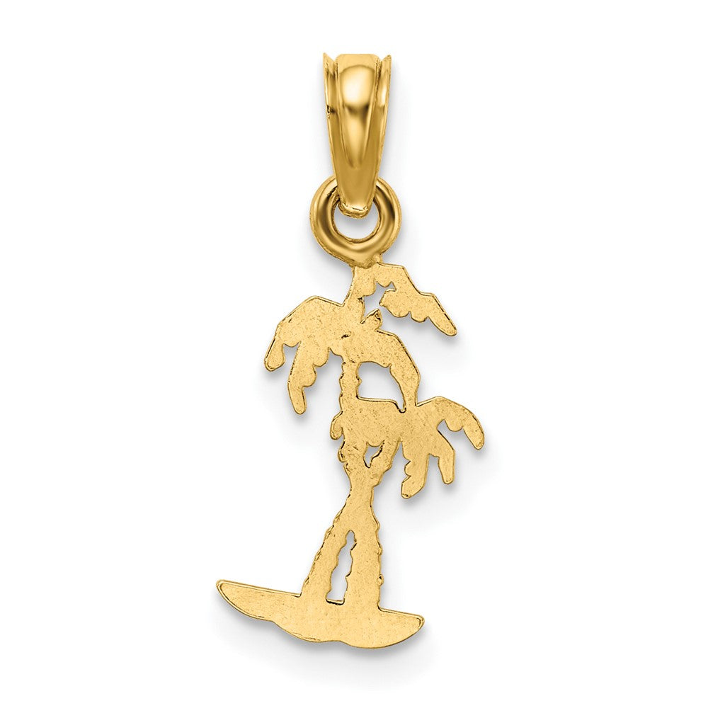 10k Yellow Gold 7.9 mm Texture Mini Double Palm Trees Charm (0.43 grams)