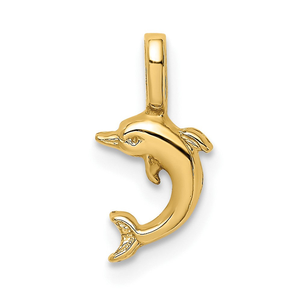 10k Yellow Gold 7 mm Mini Jumping Dolphin w/ Fixed Bail Charm (0.29 grams)
