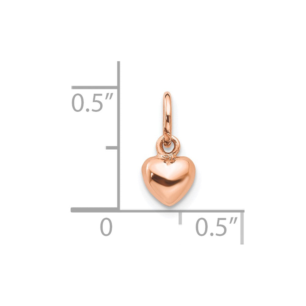 10k Rose Gold 5 mm Rose Gold Polished 3-D Heart Charm (0.78 grams)