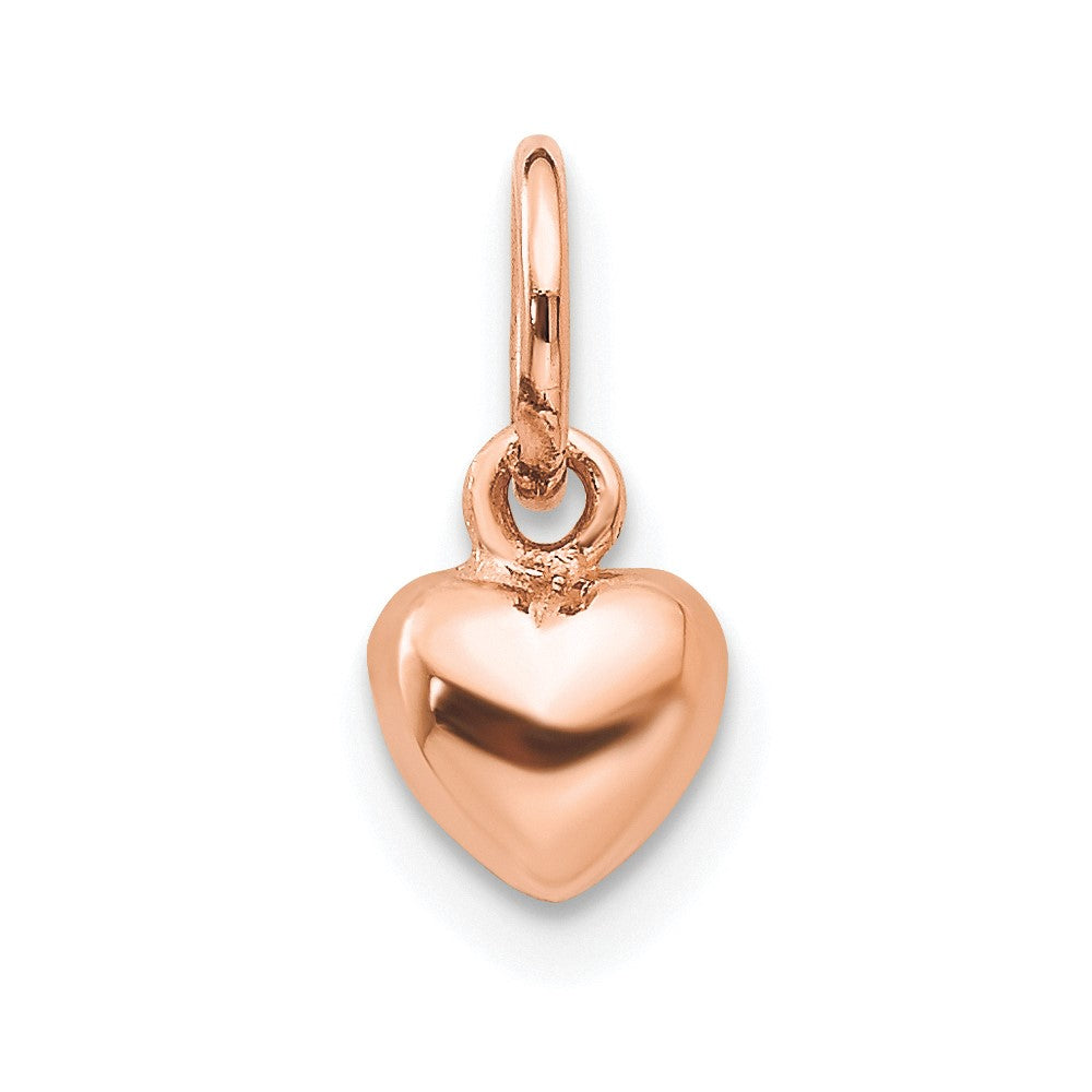 10k Rose Gold 5 mm Rose Gold Polished 3-D Heart Charm (0.78 grams)