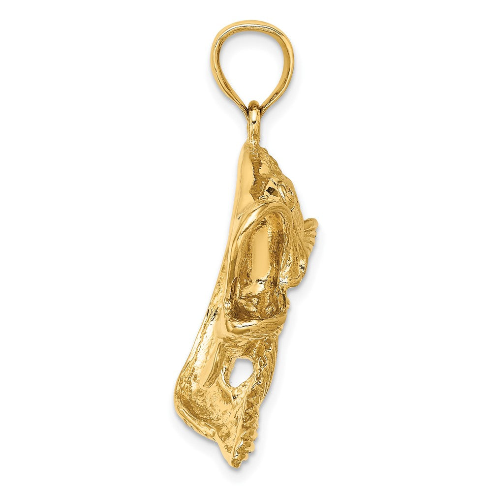 10k Yellow Gold 36.2 mm 2-D Bass Fish Jumping Charm (10.83 grams)