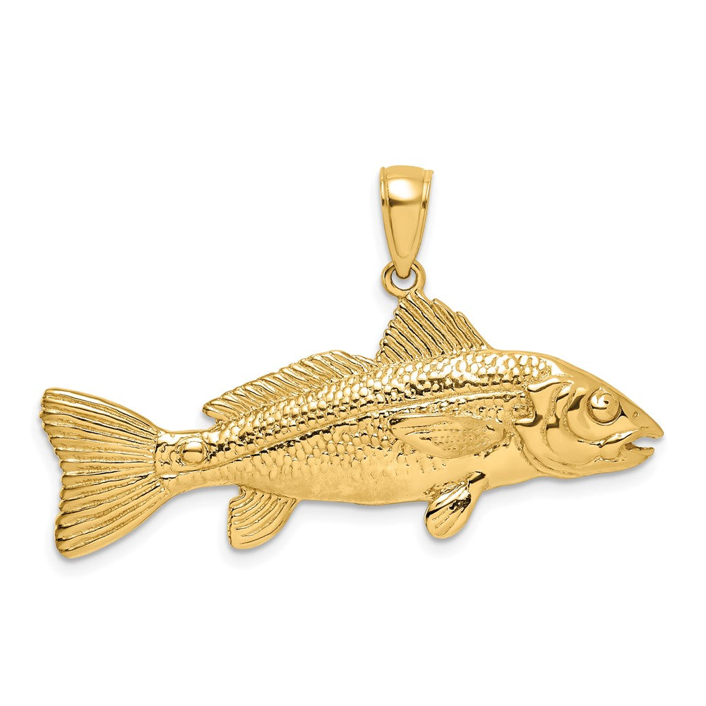 10k Yellow Gold 37.25 mm 3-D Red Fish Charm (6.8 grams)