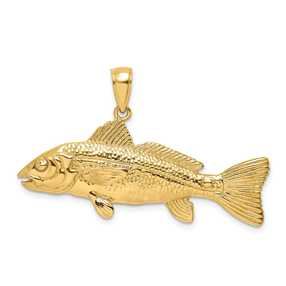 10k Yellow Gold 37.25 mm 3-D Red Fish Charm (6.8 grams)