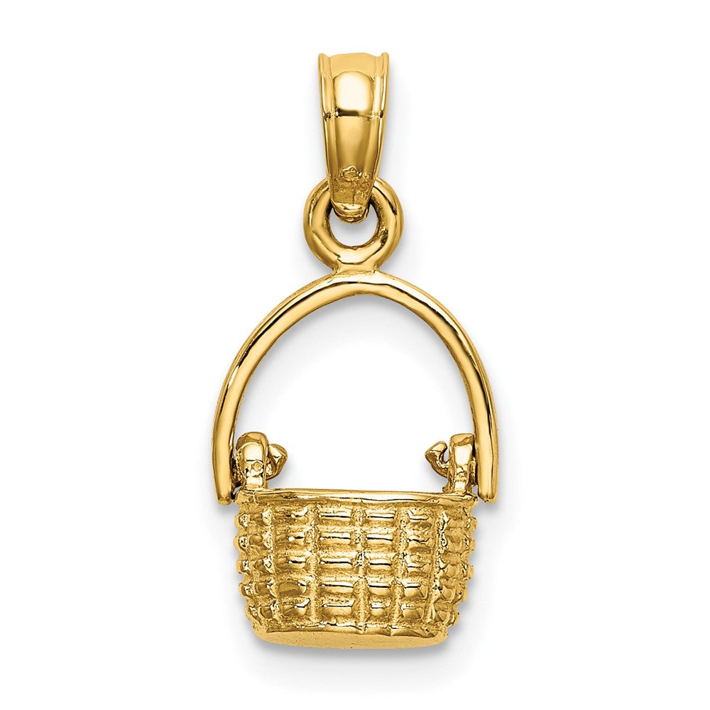 10k Yellow Gold 8.7 mm 3-D Moveable Handle Basket Charm (1 grams)