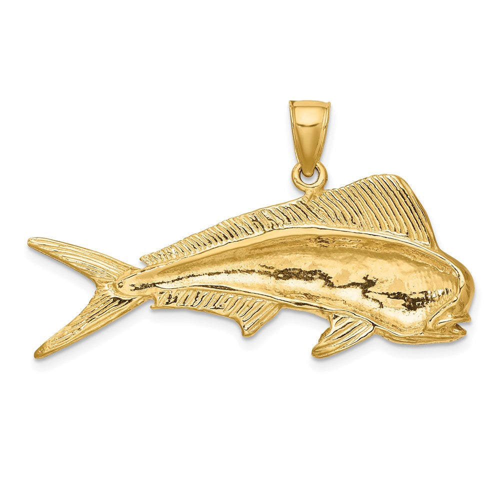 10k Yellow Gold 43.4 mm 2-D Male Dorado (Mahi-Mahi) Charm (6.45 grams)
