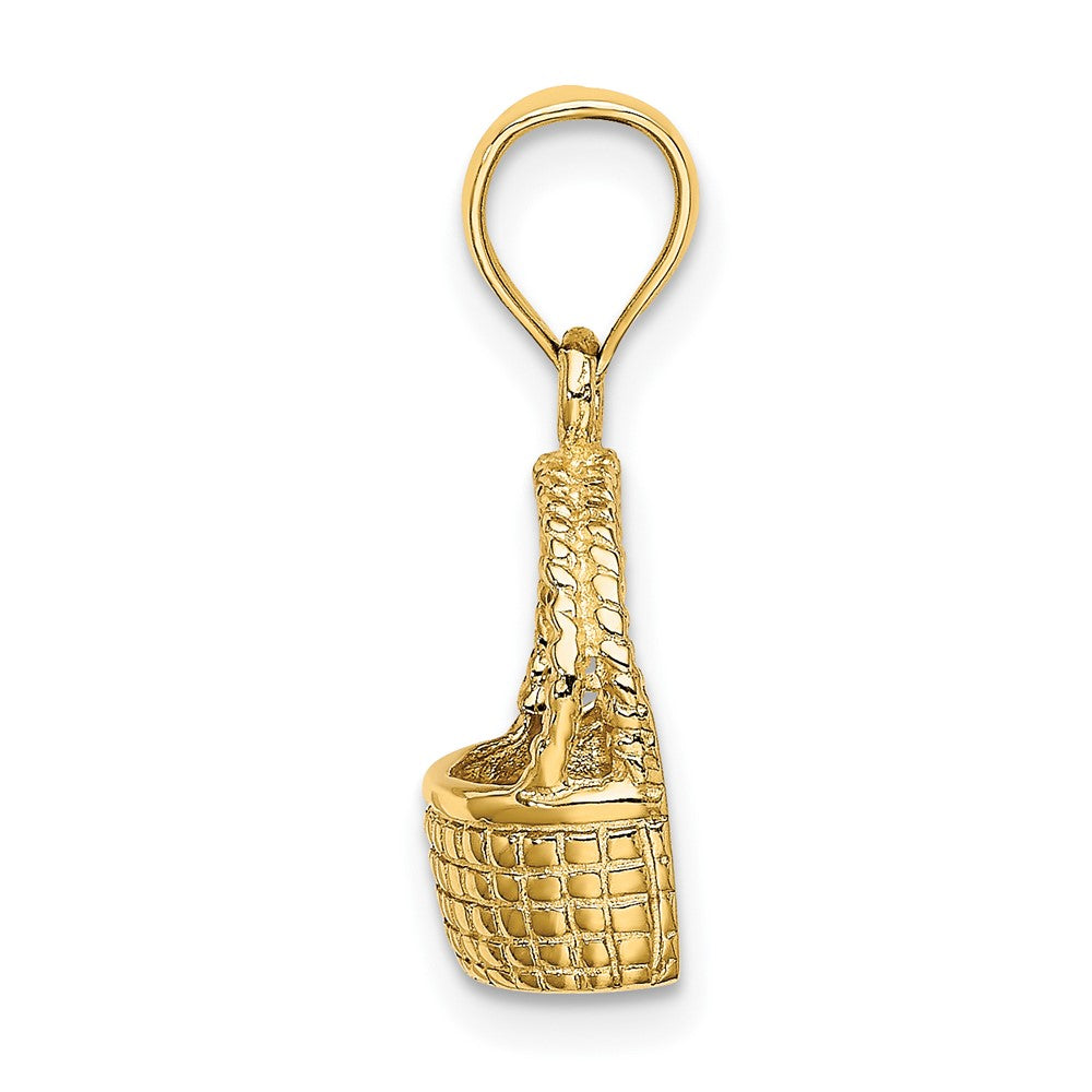 10k Yellow Gold 10.4 mm 2-D Flat Back Basket Charm (1.49 grams)