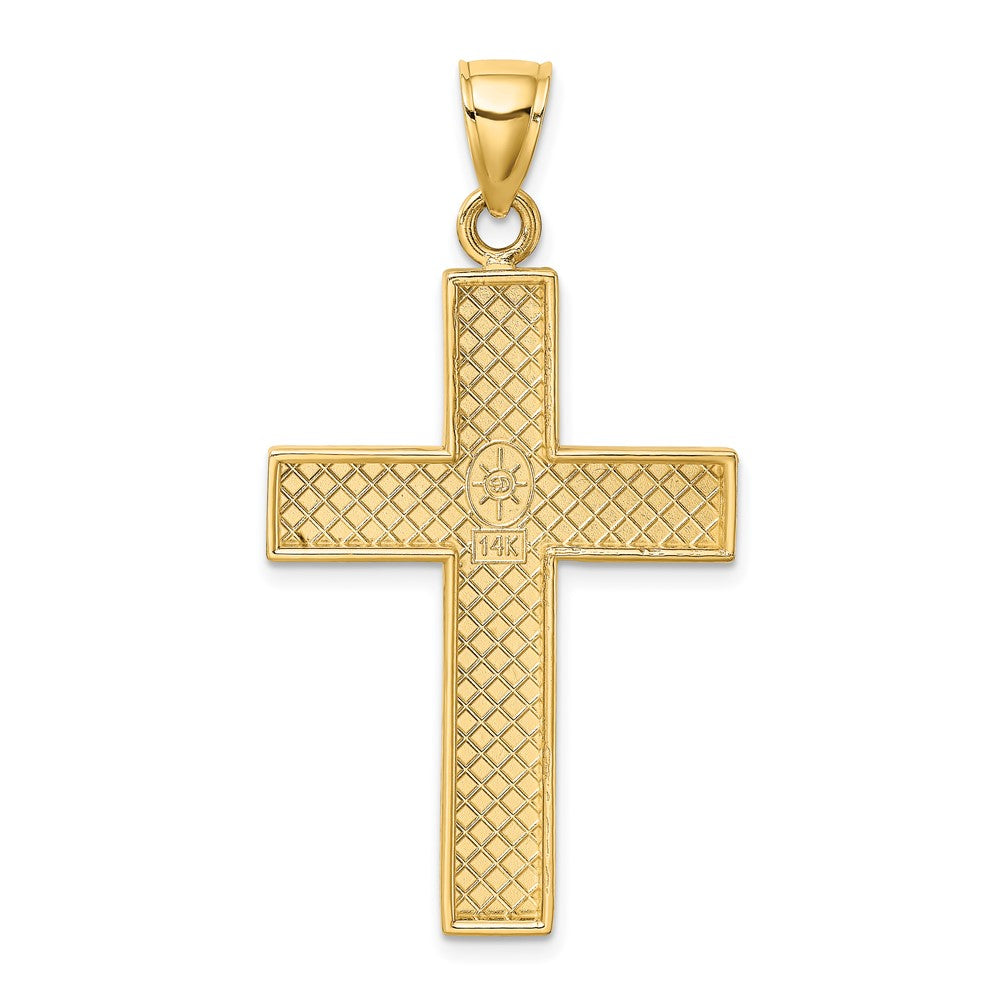 10k Yellow Gold 23 mm Polished Large Block Cross w/ Open Back Charm (3.1 grams)