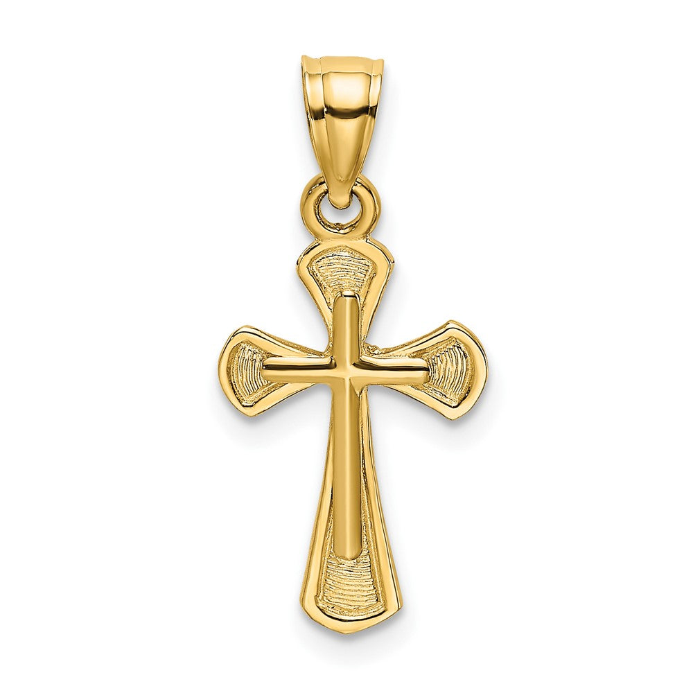 10k Yellow Gold 11 mm Solid Textured Cross Charm