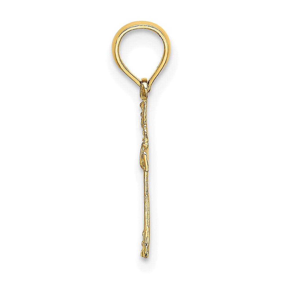 10k Yellow Gold 10 mm Textured Mini Cross w/ Heart Charm (0.26 grams)