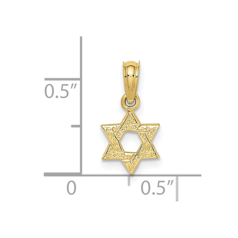 10k Yellow Gold 8 mm Mini Star Of David w/ Engraved Swirl Charm (0.46 grams)