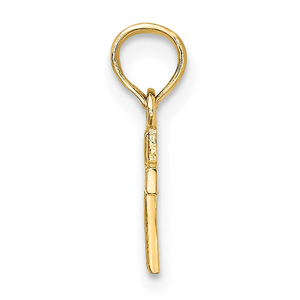 10k Yellow Gold 6 mm Polished and Engraved Mini Cross Charm (0.28 grams)