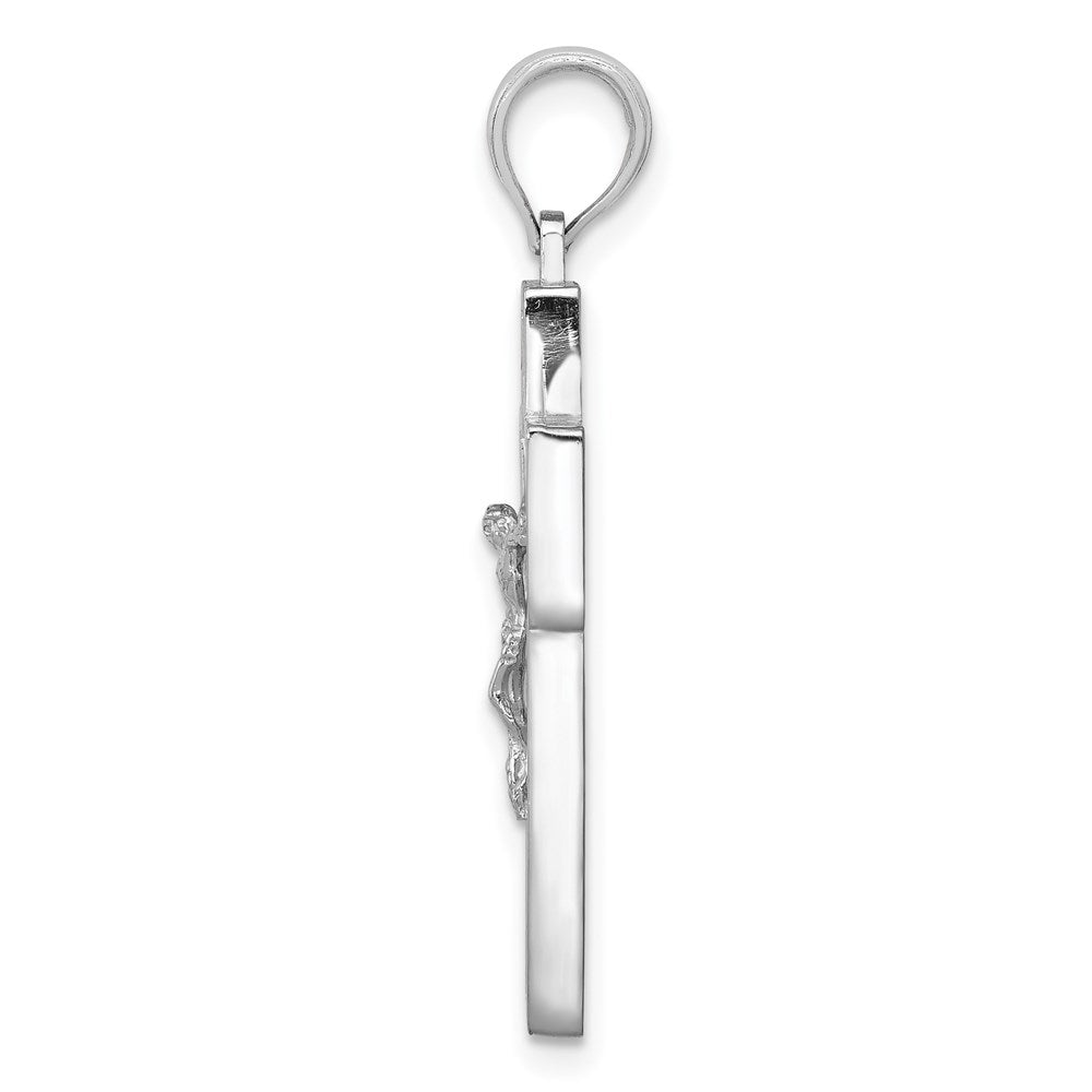 10k White Gold 15 mm Textured Jesus Crucifix w/ Frame Charm (2.08 grams)