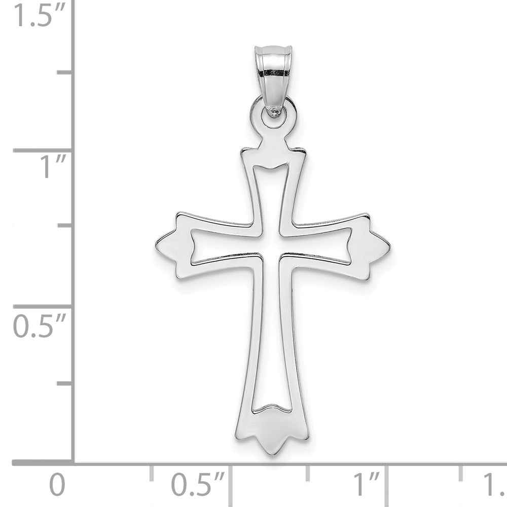 10k White Gold 19 mm Polished Cut-Out Cross Charm (0.87 grams)