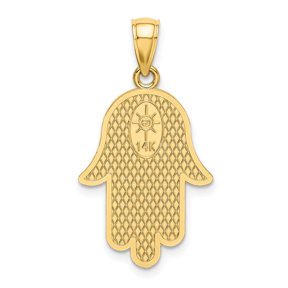 10k Yellow Gold 15 mm Hamsa W/ Star Of David Charm (1.67 grams)