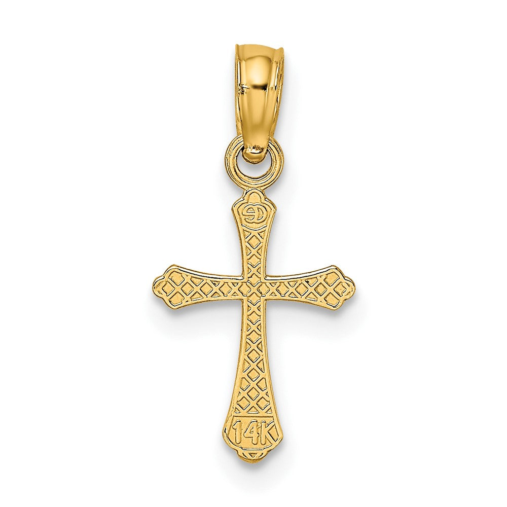 10k Yellow Gold 9 mm Textured Mini Cross Charm (0.24 grams)