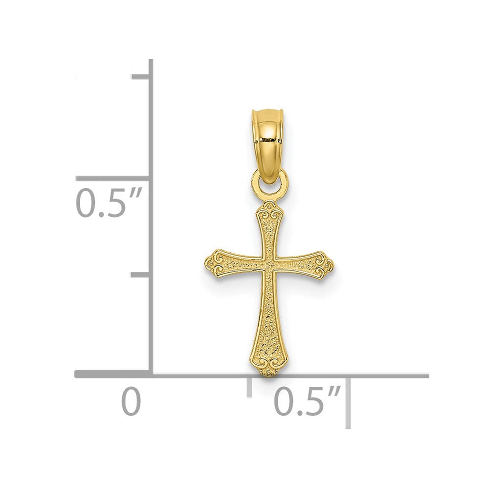 10k Yellow Gold 9 mm Textured Mini Cross Charm (0.24 grams)