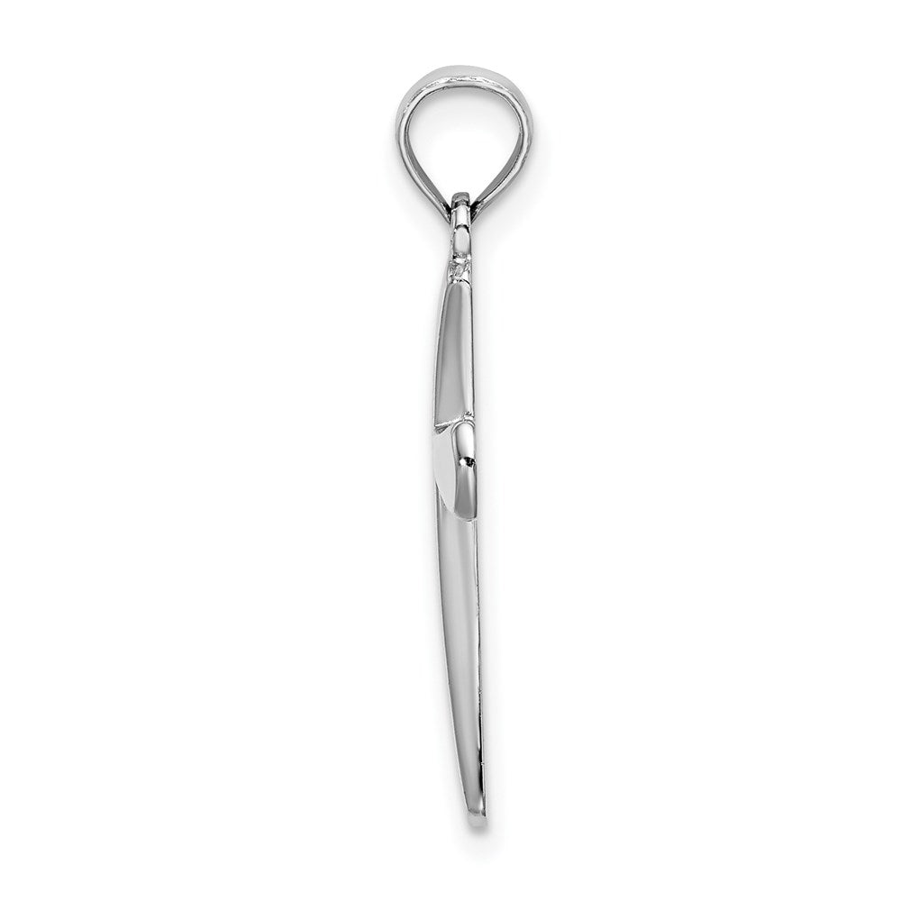 10k White Gold 12 mm Polished Beveled Cross w/ Round Tips Charm (1.36 grams)