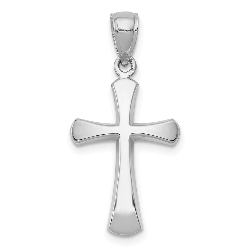 10k White Gold 12 mm Polished Beveled Cross w/ Round Tips Charm (1.36 grams)