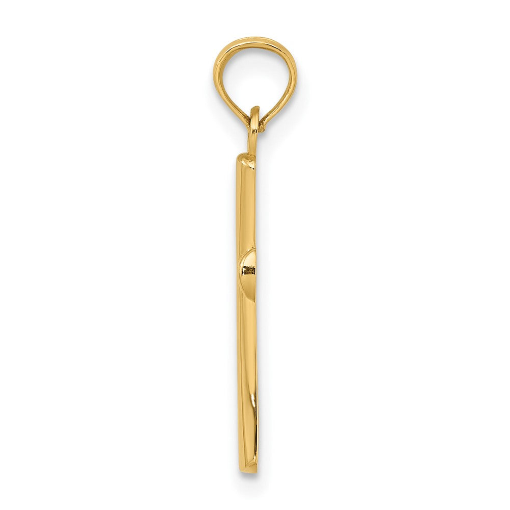 10k Yellow Gold 10 mm Polished Beveled Cross w/ Round Tips Charm (0.85 grams)