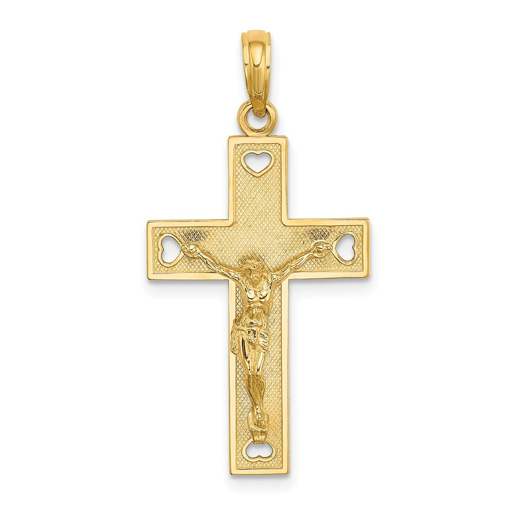 10k Yellow Gold 16.75 mm Cut-Out Heart I LOVE JESUS Jesus Crucifix Charm (1.38 grams)