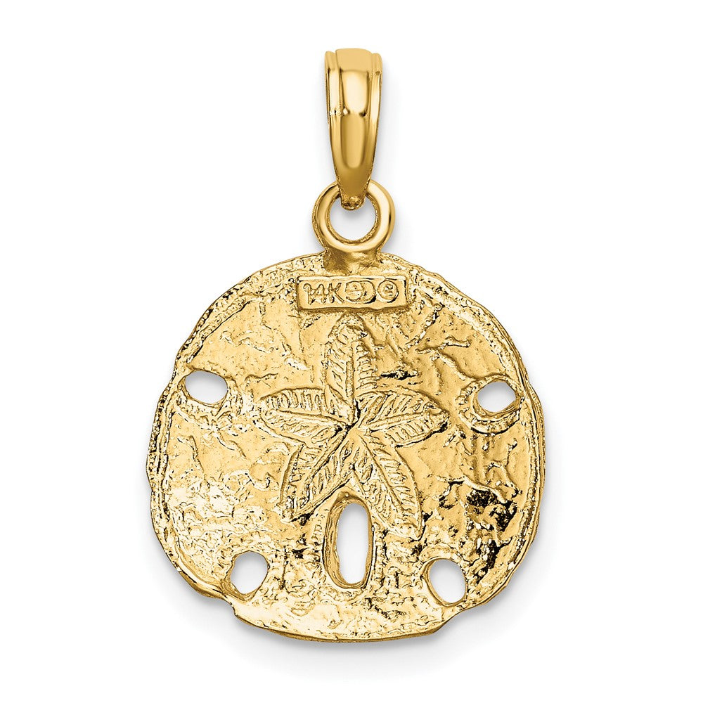 10k Yellow w/Rhodium 15.34 mm Polished Sand Dollar Charm (1.87 grams)