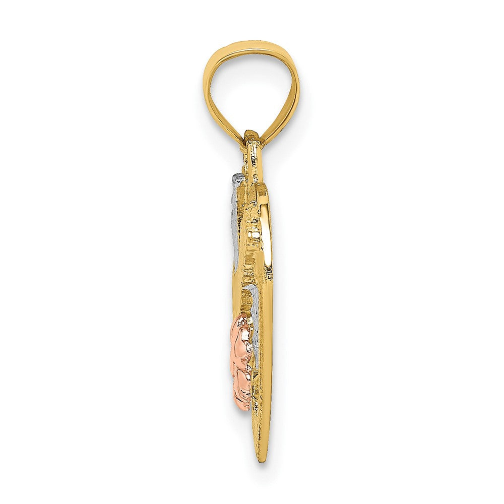 10k Two-tone 15.5 mm #1 GRANDMA In Heart Charm (1.05 grams)