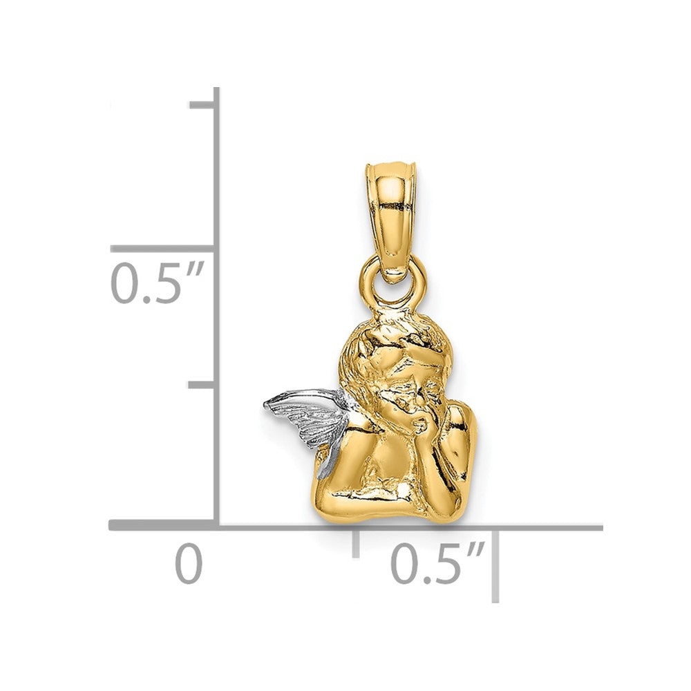 10k Yellow w/Rhodium 9 mm Wing Charm (0.72 grams)
