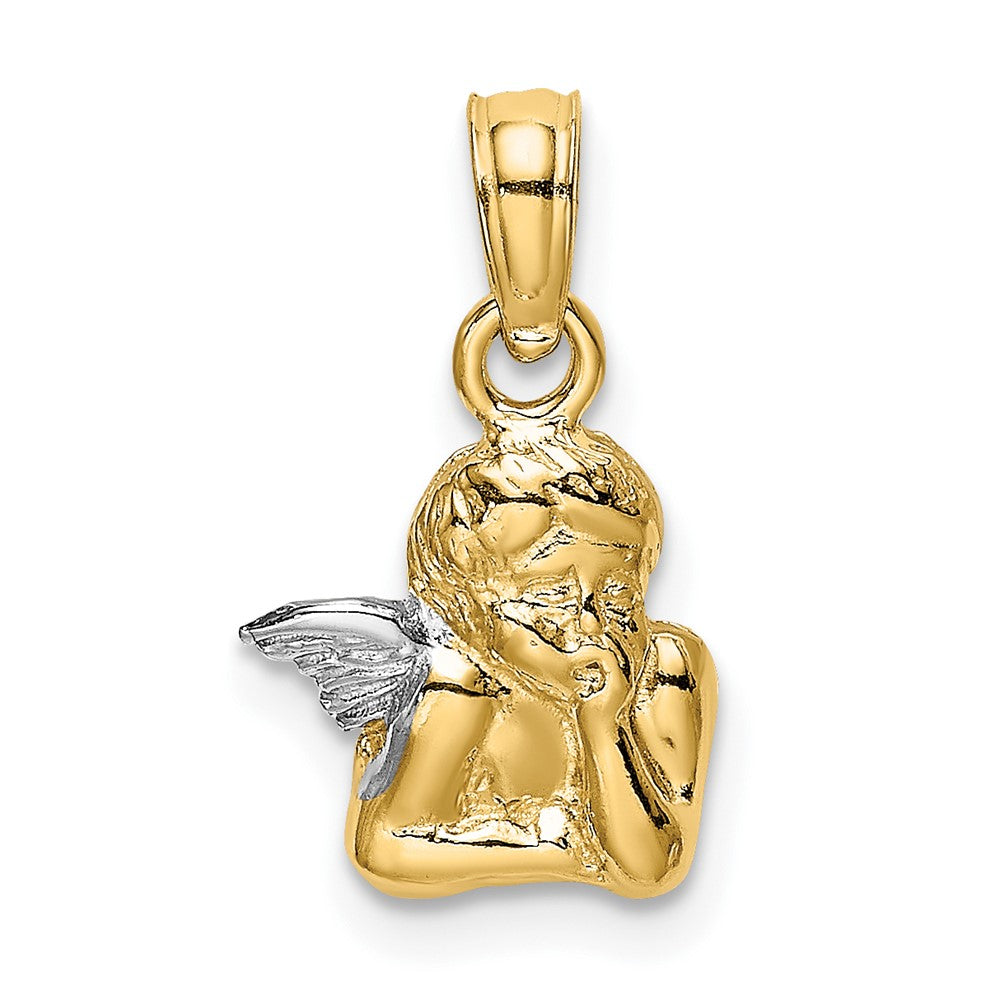 10k Yellow w/Rhodium 9 mm Wing Charm (0.72 grams)