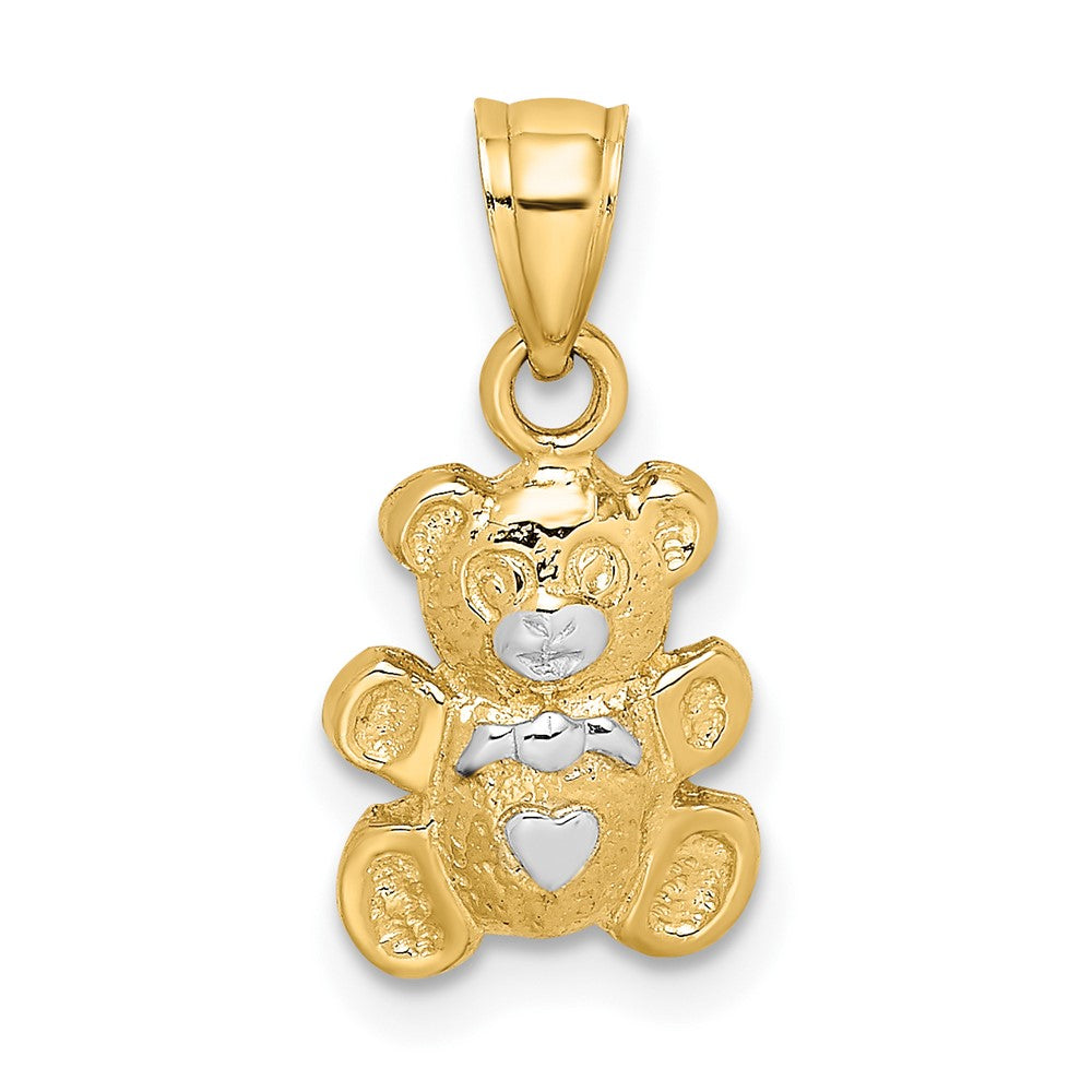 10k Yellow w/Rhodium 8.9 mm Teddy Bear Charm (0.68 grams)