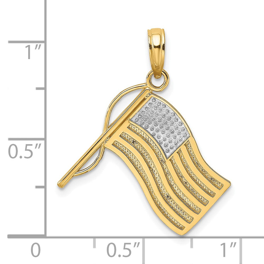 10k Yellow w/Rhodium 18.6 mm American Flag Charm (1.63 grams)