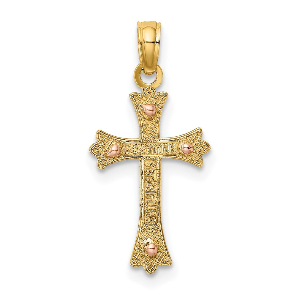 10k Two-tone 11 mm Two-Tone Cross Charm (0.77 grams)