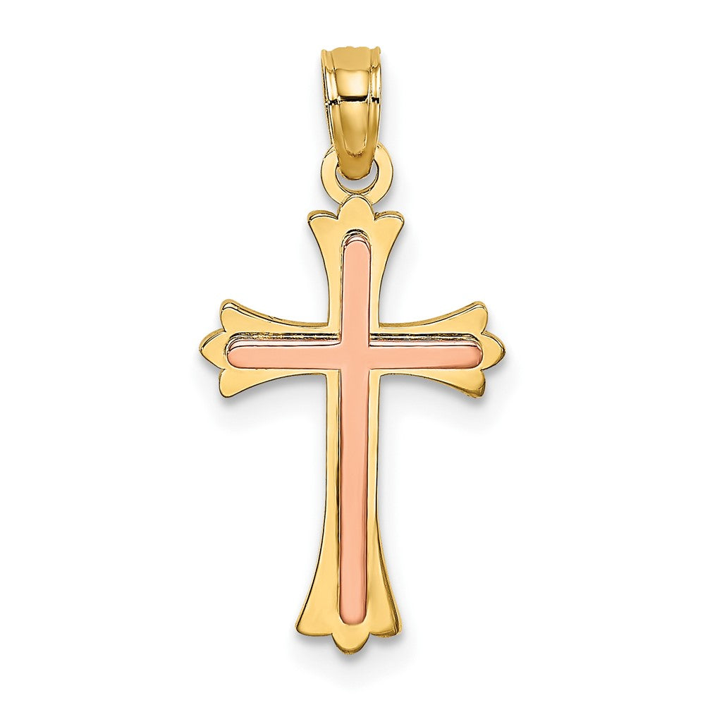 10k Two-tone 11 mm Two-Tone Cross Charm (0.77 grams)