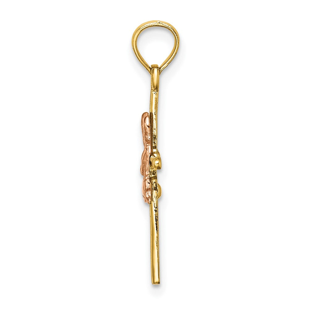 10k Two-tone 14.3 mm Two-Tone 2-D Boy On Cross Charm (0.63 grams)