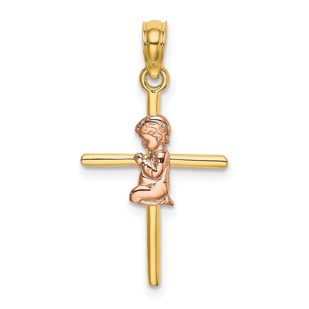 10k Two-tone 14.3 mm Two-Tone 2-D Boy On Cross Charm (0.63 grams)