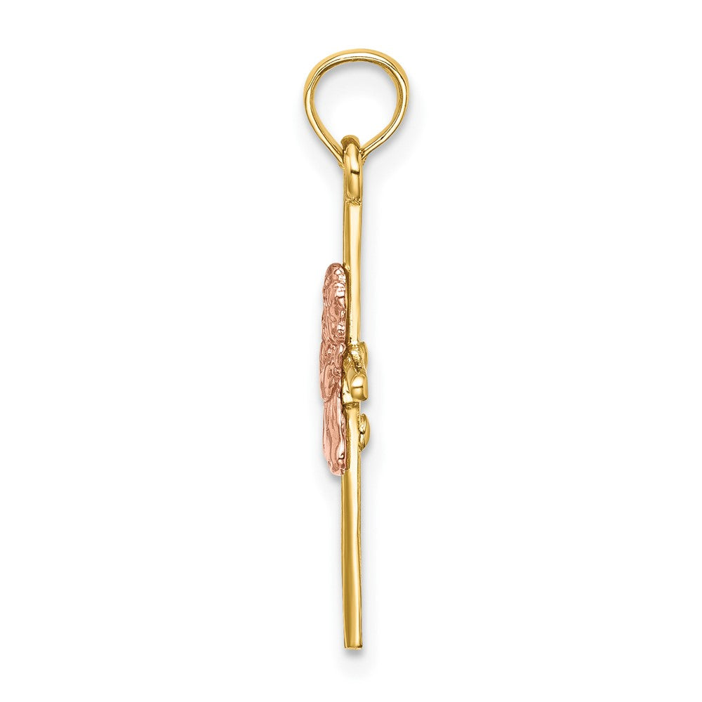 10k Two-tone 14.3 mm Two-Tone 2-D Girl On Cross Charm (0.73 grams)