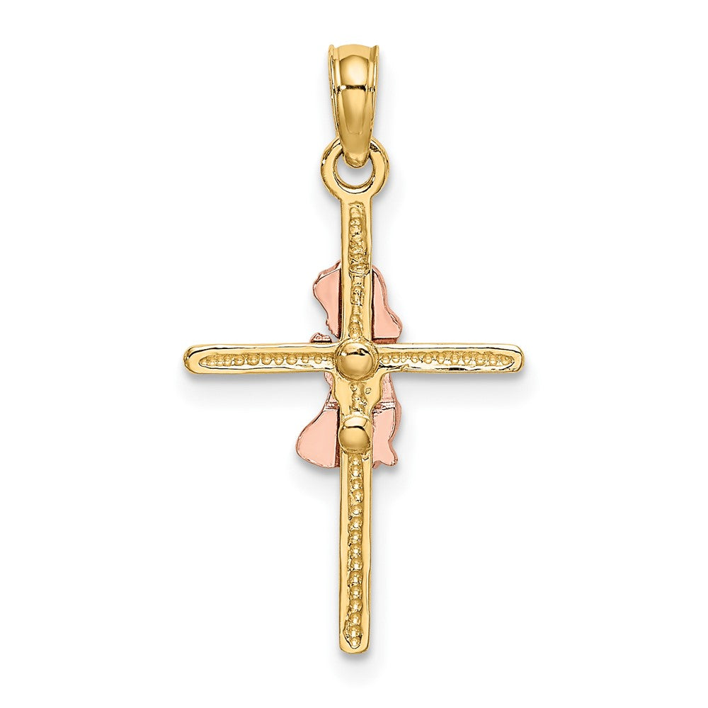 10k Two-tone 14.3 mm Two-Tone 2-D Girl On Cross Charm (0.73 grams)