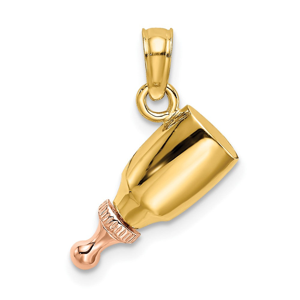 10k Two-tone 11.5 mm Two-Tone Baby Bottle Charm (0.74 grams)