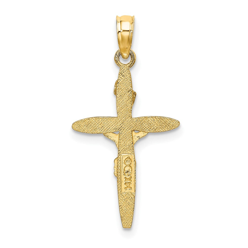 10k Yellow w/Rhodium 15 mm INRIJesus Crucifix Charm (0.65 grams)