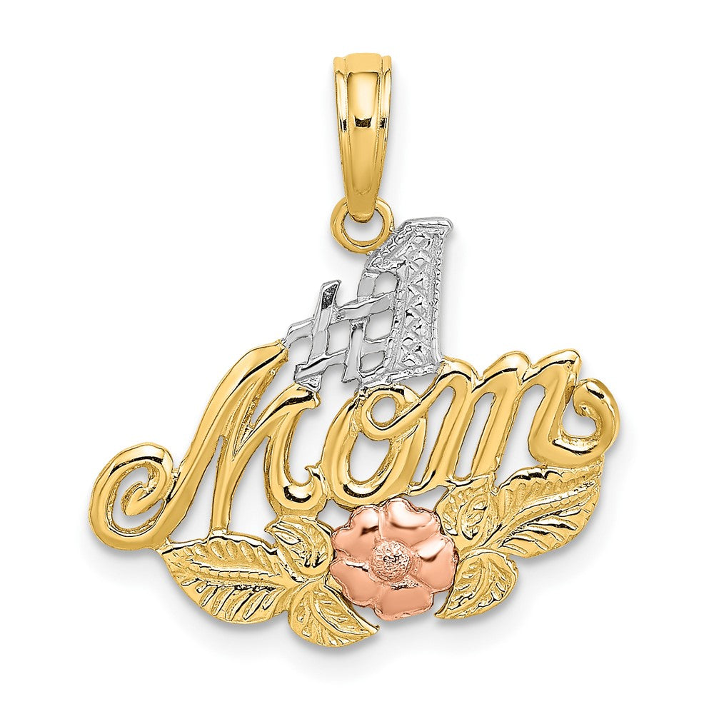 10k Two-tone 20.6 mm #1 MOM w/ Flower Charm (1.24 grams)