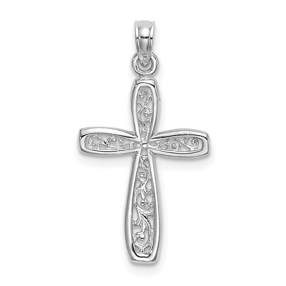 10k White Gold 13.25 mm Filigree Cross Charm (0.89 grams)