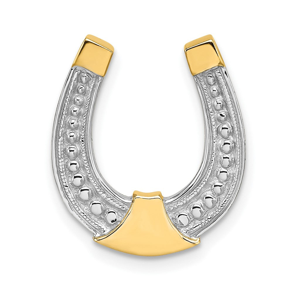 10k Yellow w/Rhodium 15.55 mm Horseshoe Charm (1.67 grams)